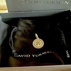 Original David Yurman 925 Silver with Black Diamond Compass Amulet Pendant.